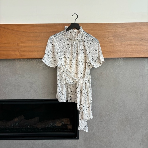 NWT Rebecca Taylor Scattered Star Silk Wrap Blouse, Size 8 - Picture 6 of 16